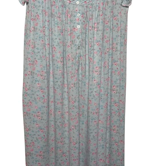 Eileen West Lace Trimmed Cap Sleeve Floral Midi Length Night Gown Size XS - Picture 3 of 8